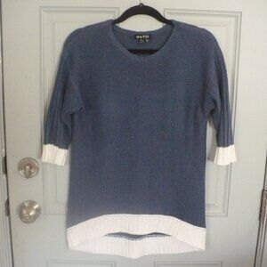 Ladies Blue & White Hi-Low Knit Sweater Size S by Marble